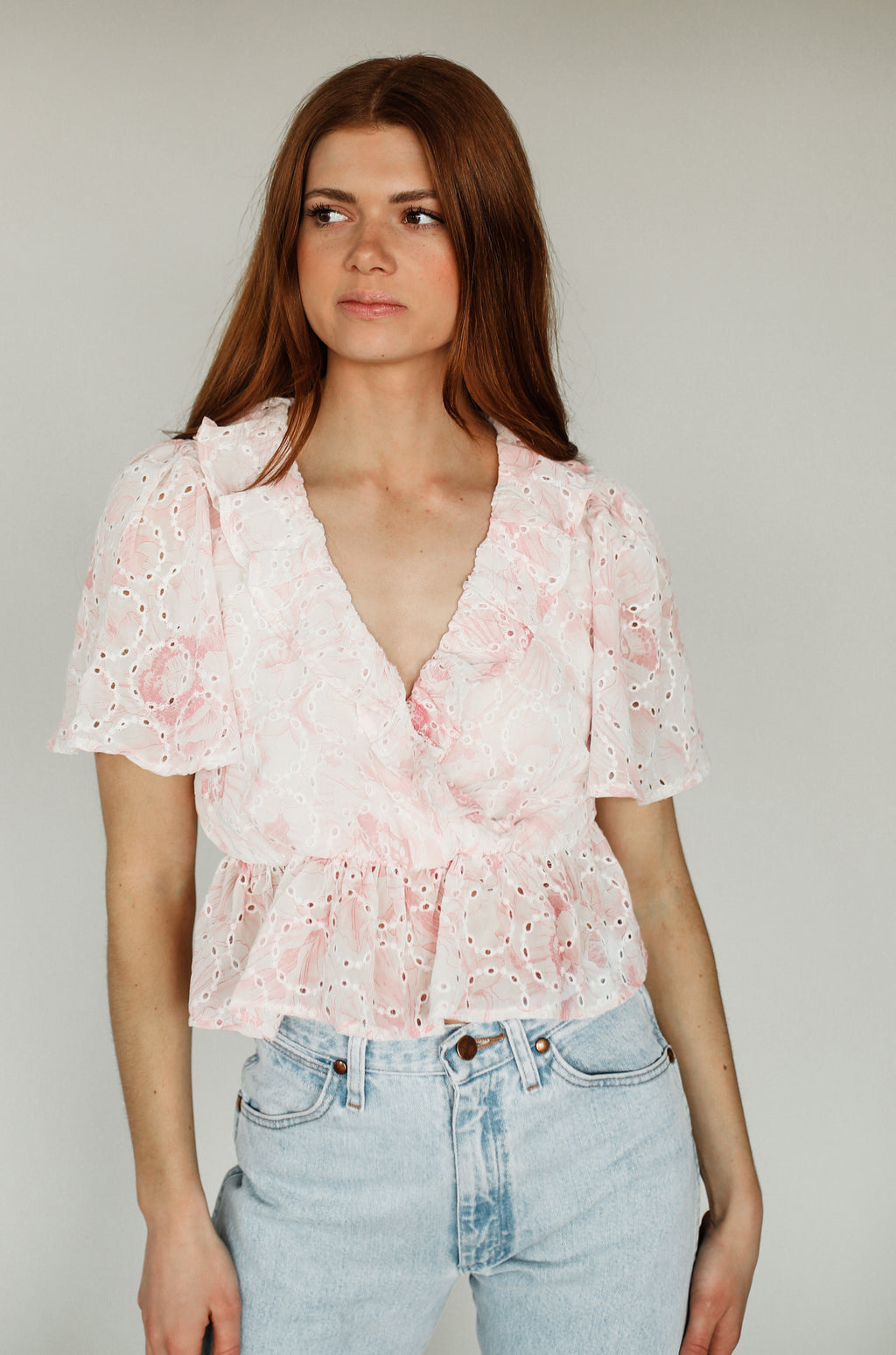 The Collin Eyelet Blouse/PINK